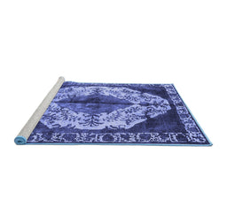 Sideview of Machine Washable Oriental Blue Industrial Rug, wshurb1075blu