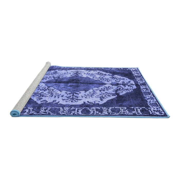 Sideview of Machine Washable Oriental Blue Industrial Rug, wshurb1075blu