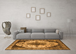 Machine Washable Oriental Orange Industrial Area Rugs in a Living Room, wshurb1075org