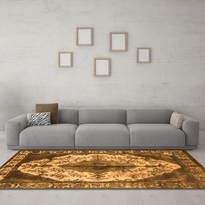 Machine Washable Oriental Orange Industrial Area Rugs in a Living Room, wshurb1075org