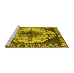 Sideview of Machine Washable Oriental Yellow Industrial Rug, wshurb1075yw