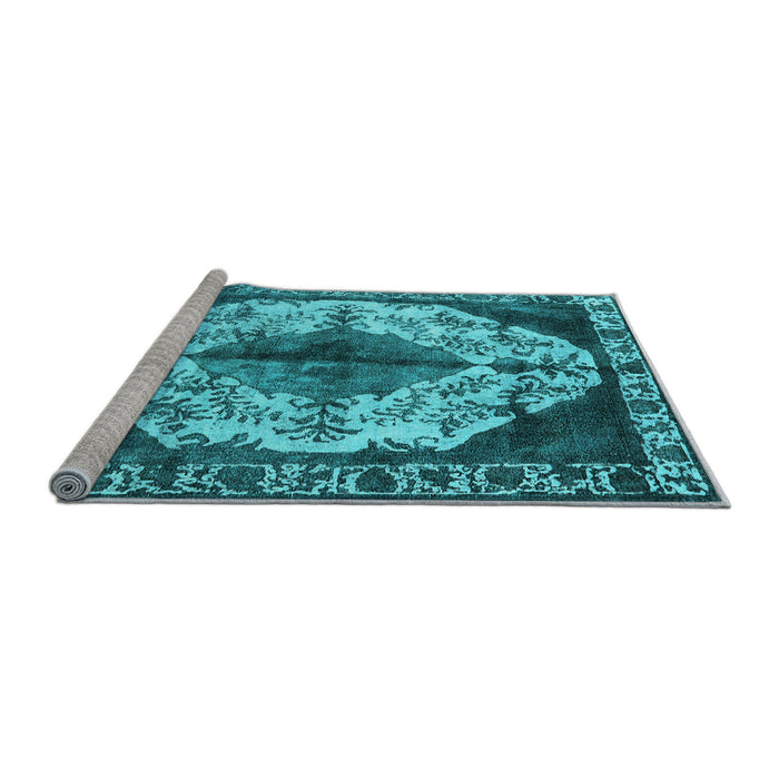 Sideview of Machine Washable Oriental Light Blue Industrial Rug, wshurb1075lblu