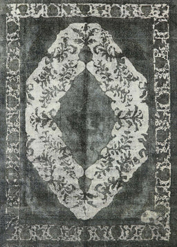 Mid-Century Modern Charcoal Gray Oriental Rug, urb1075