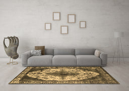 Machine Washable Oriental Brown Industrial Rug in a Living Room,, wshurb1075brn