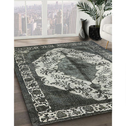Machine Washable Industrial Modern Western Charcoal Gray Rug in a Family Room, wshurb1075