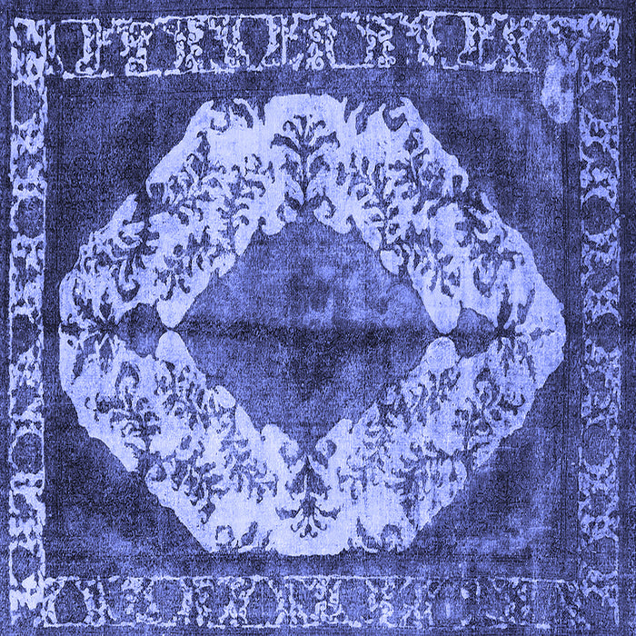 Square Oriental Blue Industrial Rug, urb1075blu