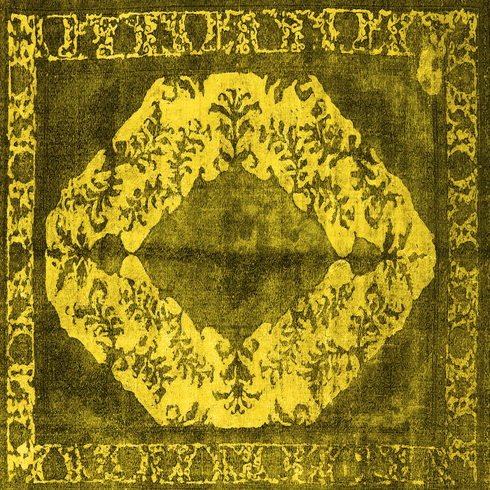 Square Oriental Yellow Industrial Rug, urb1075yw