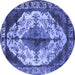 Round Oriental Blue Industrial Rug, urb1075blu