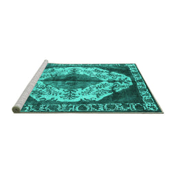 Sideview of Machine Washable Oriental Turquoise Industrial Area Rugs, wshurb1075turq