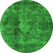 Round Oriental Green Industrial Rug, urb1076grn