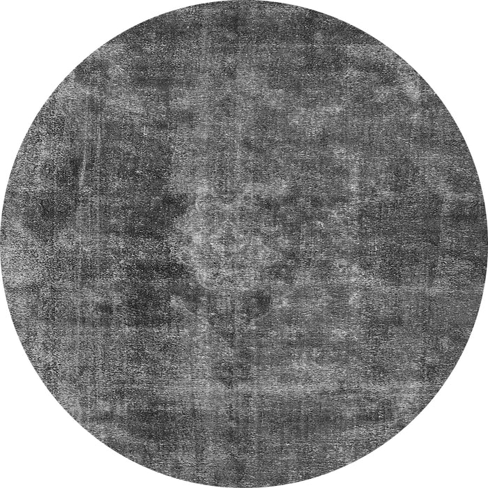 Round Machine Washable Oriental Gray Industrial Rug, wshurb1076gry