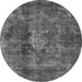 Round Machine Washable Oriental Gray Industrial Rug, wshurb1076gry