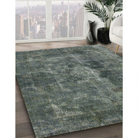 Mid-Century Modern Blue Moss Green Oriental Rug, urb1076