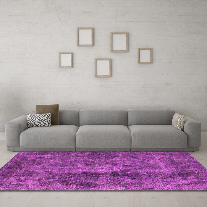 Machine Washable Oriental Pink Industrial Rug in a Living Room, wshurb1076pnk