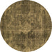 Round Oriental Brown Industrial Rug, urb1076brn