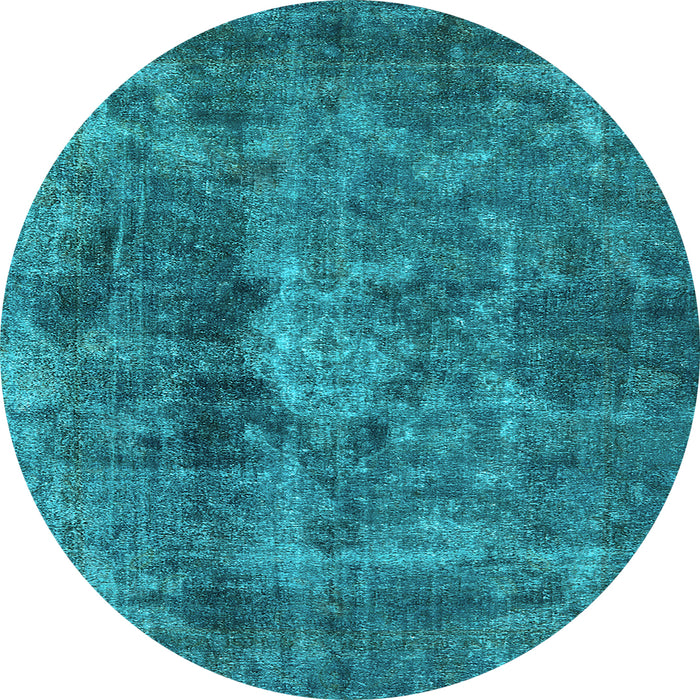 Round Oriental Light Blue Industrial Rug, urb1076lblu
