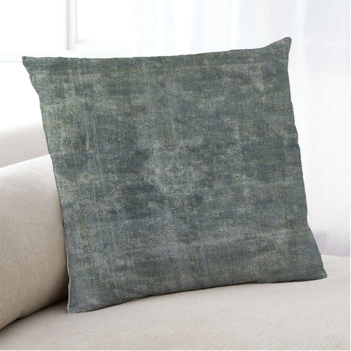 Lifestyle Image of Mid-Century Modern Urban Square Blue Moss Green Throw Pillow, 18 inch by 18 inch, pwurb1076