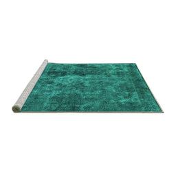 Sideview of Machine Washable Oriental Turquoise Industrial Area Rugs, wshurb1076turq