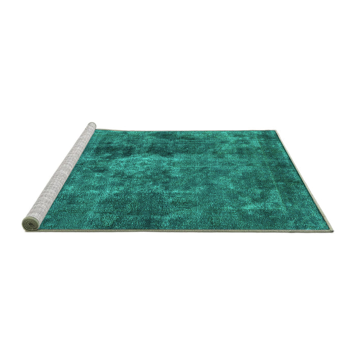 Sideview of Machine Washable Oriental Turquoise Industrial Area Rugs, wshurb1076turq