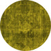 Round Oriental Yellow Industrial Rug, urb1076yw