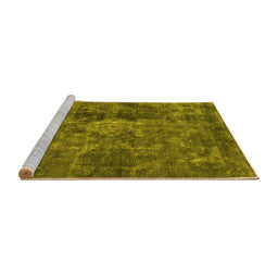 Sideview of Machine Washable Oriental Yellow Industrial Rug, wshurb1076yw