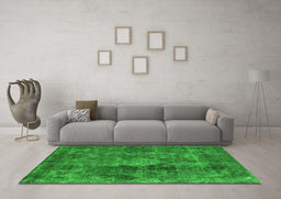 Machine Washable Oriental Green Industrial Area Rugs in a Living Room,, wshurb1076grn