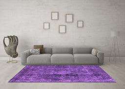 Machine Washable Oriental Purple Industrial Area Rugs in a Living Room, wshurb1076pur