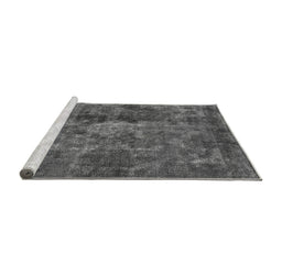 Sideview of Machine Washable Oriental Gray Industrial Rug, wshurb1076gry