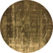 Round Oriental Brown Industrial Rug, urb1077brn