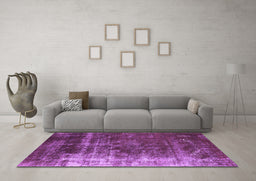 Machine Washable Oriental Purple Industrial Area Rugs in a Living Room, wshurb1077pur