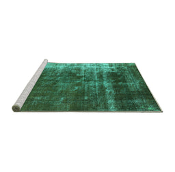 Sideview of Machine Washable Oriental Turquoise Industrial Area Rugs, wshurb1077turq