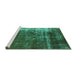 Sideview of Machine Washable Oriental Turquoise Industrial Area Rugs, wshurb1077turq