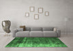 Machine Washable Oriental Emerald Green Industrial Area Rugs in a Living Room,, wshurb1077emgrn