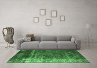 Machine Washable Oriental Emerald Green Industrial Rug, wshurb1077emgrn