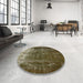 Round Machine Washable Industrial Modern Bakers Brown Rug in a Office, wshurb1077