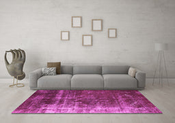 Machine Washable Oriental Pink Industrial Rug in a Living Room, wshurb1077pnk