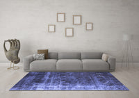 Machine Washable Oriental Blue Industrial Rug, wshurb1077blu