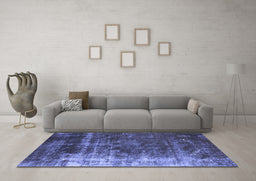 Machine Washable Oriental Blue Industrial Rug in a Living Room, wshurb1077blu
