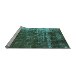 Sideview of Machine Washable Oriental Light Blue Industrial Rug, wshurb1077lblu