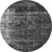 Round Oriental Gray Industrial Rug, urb1077gry