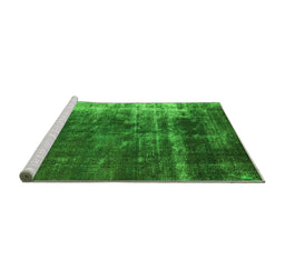 Sideview of Machine Washable Oriental Green Industrial Area Rugs, wshurb1077grn