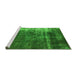 Sideview of Machine Washable Oriental Green Industrial Area Rugs, wshurb1077grn