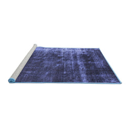 Sideview of Machine Washable Oriental Blue Industrial Rug, wshurb1077blu