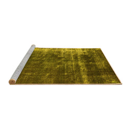 Sideview of Machine Washable Oriental Yellow Industrial Rug, wshurb1077yw