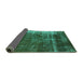 Sideview of Oriental Turquoise Industrial Rug, urb1077turq