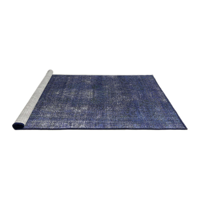 Sideview of Machine Washable Industrial Modern Blue Rug, wshurb1078