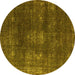 Round Oriental Yellow Industrial Rug, urb1078yw