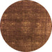 Round Oriental Orange Industrial Rug, urb1078org