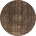 Round Machine Washable Oriental Brown Industrial Rug, wshurb1078brn