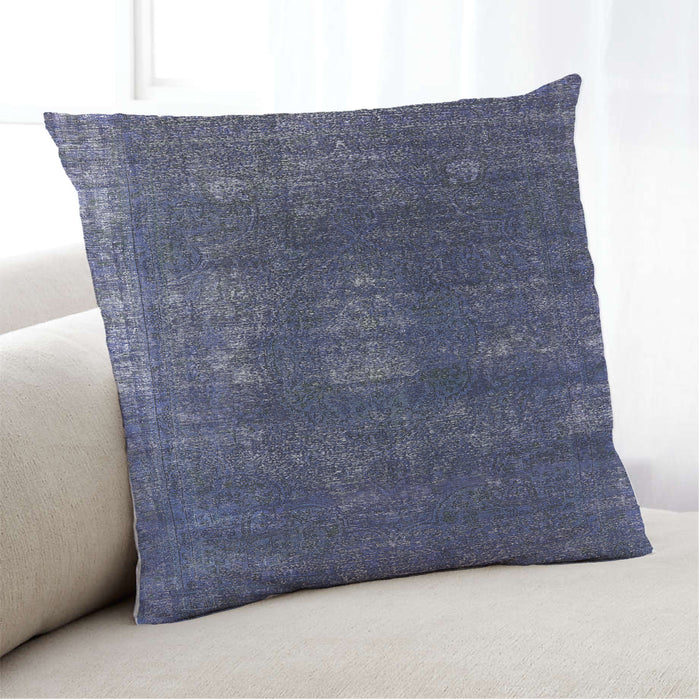 Lifestyle Image of Mid-Century Modern Urban Square Blue Throw Pillow, 18 inch by 18 inch, pwurb1078